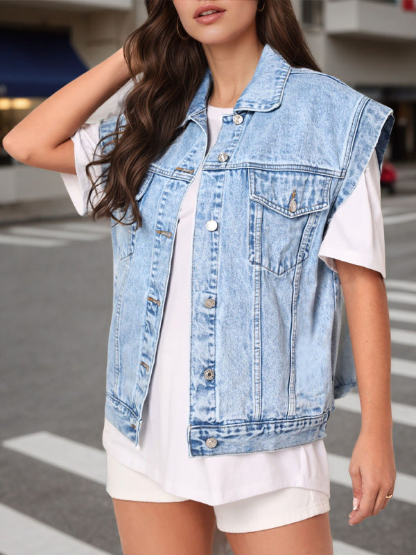 Catalina | Womens Sleeveless Slim Fit Denim Vest