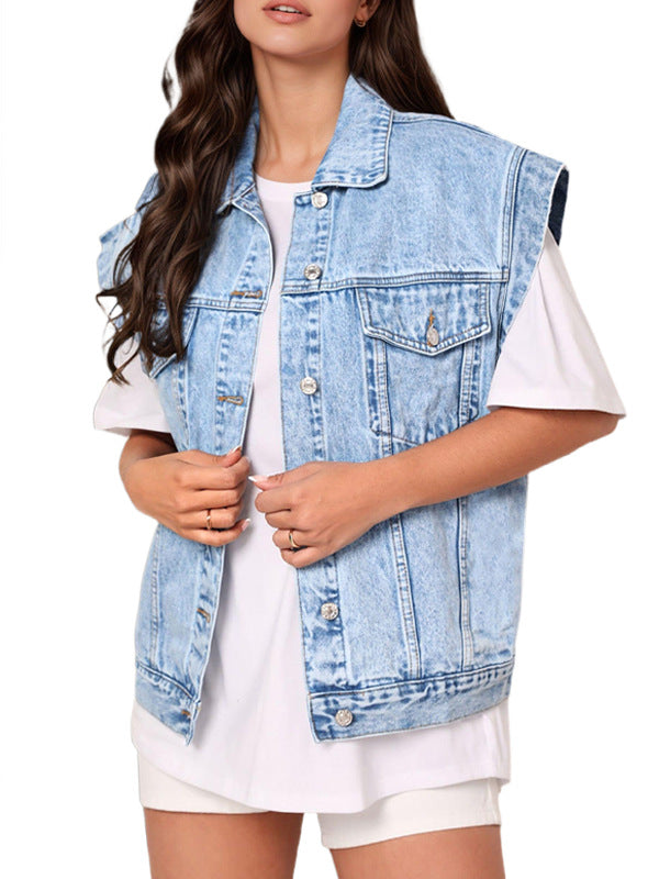 Catalina | Womens Sleeveless Slim Fit Denim Vest
