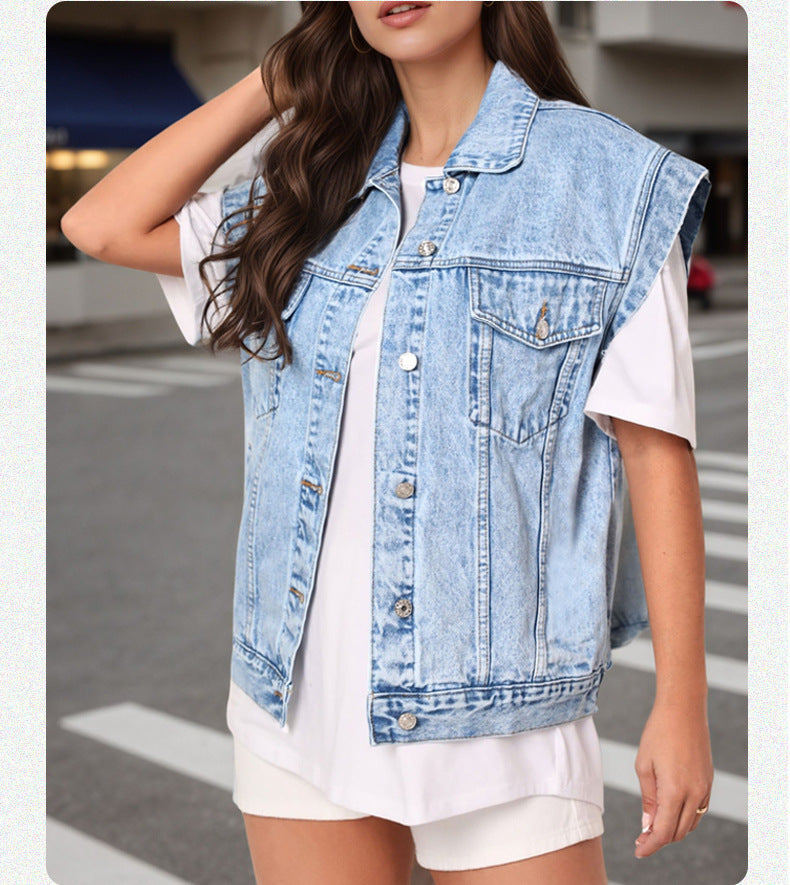 Catalina | Womens Sleeveless Slim Fit Denim Vest