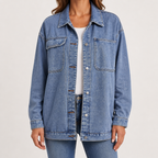 Cathy | Womens Vintage Washed Denim Jacket, Light Blue
