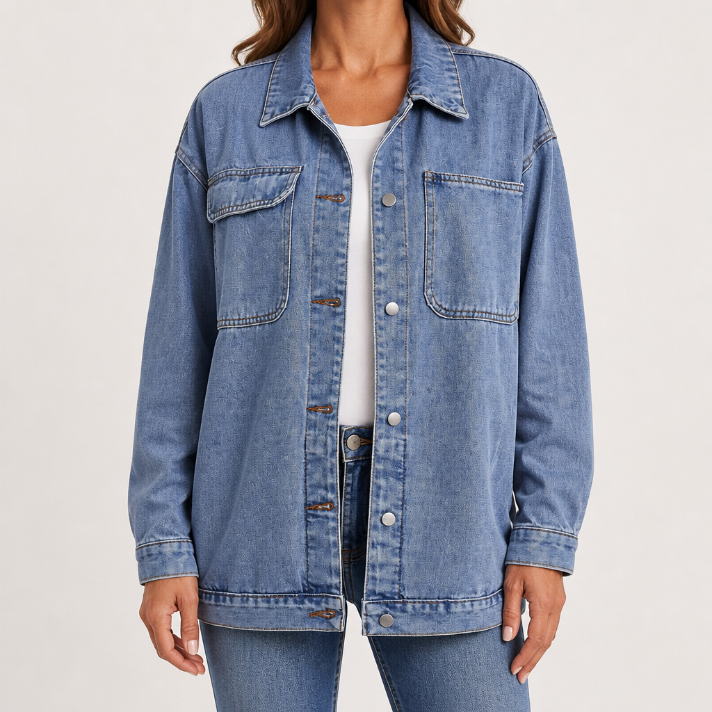 Cathy | Womens Vintage Washed Denim Jacket, Light Blue