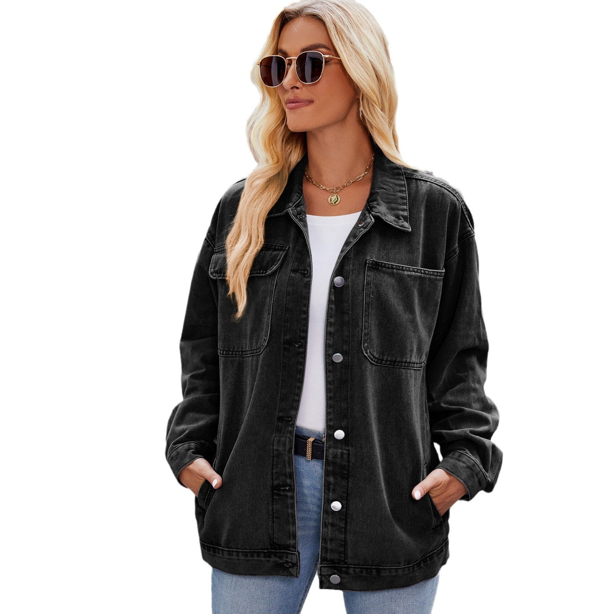Cathy | Womens Vintage Washed Denim Jacket