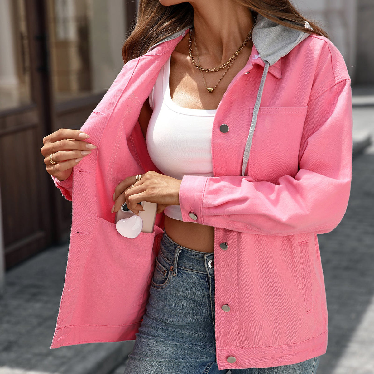 Cathy | Womens Vintage Washed Denim Jacket