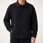 Cecil | Mens Black Denim Workwear Relaxed Fit Snap Button Trucker Jacket, Black