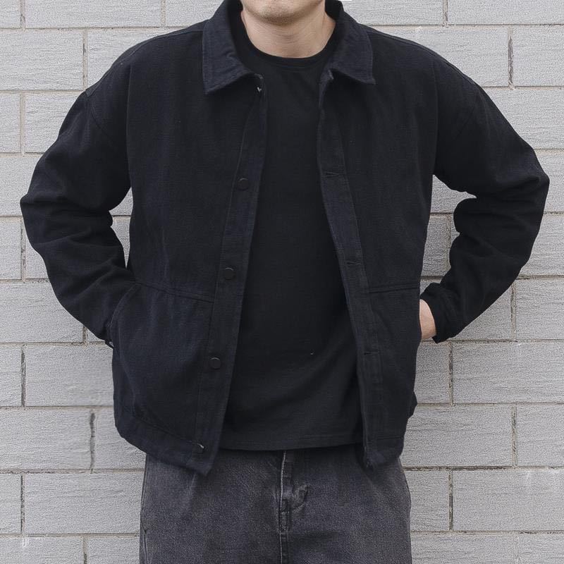 Cecil | Mens Black Denim Workwear Relaxed Fit Snap Button Trucker Jacket