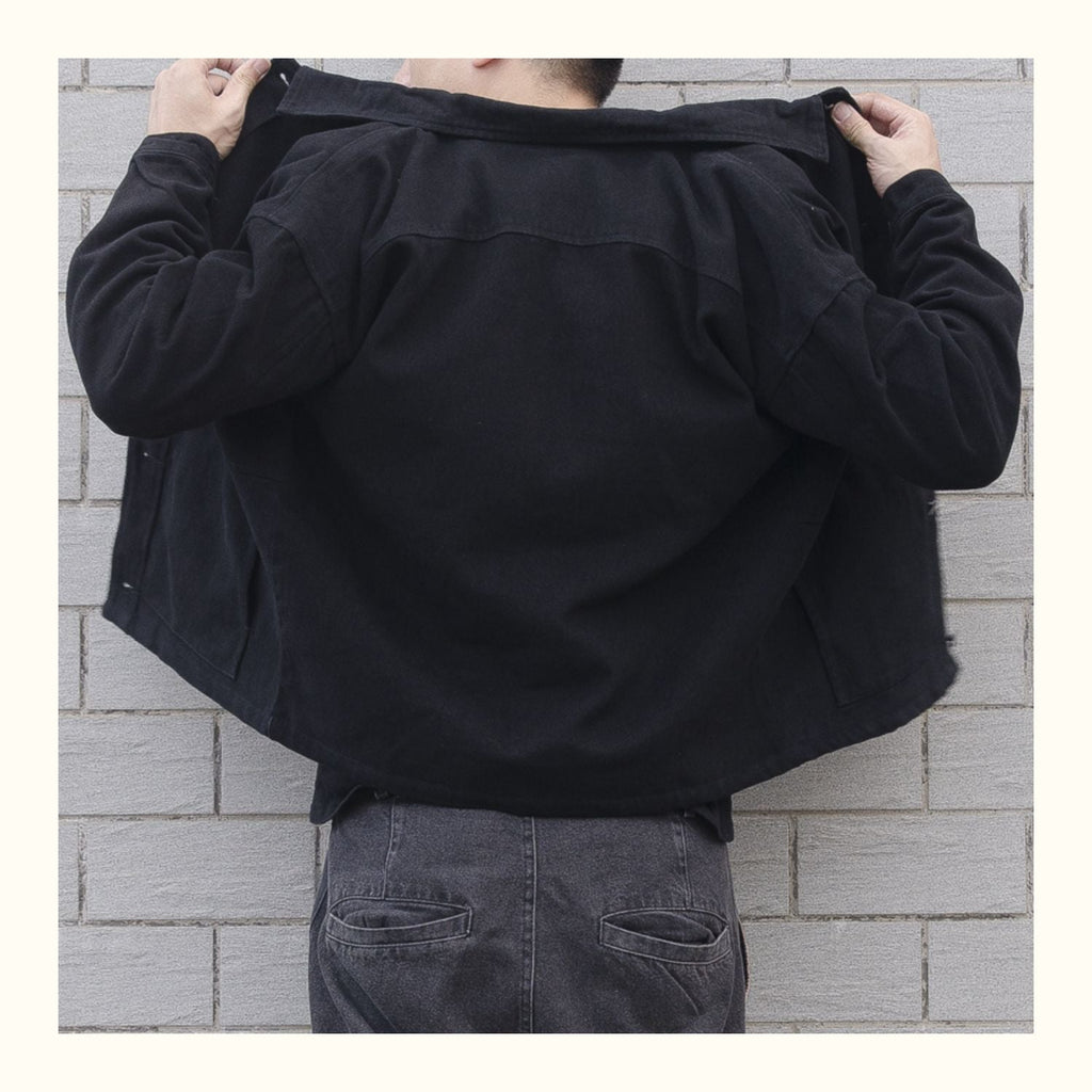 Cecil | Mens Black Denim Workwear Relaxed Fit Snap Button Trucker Jacket