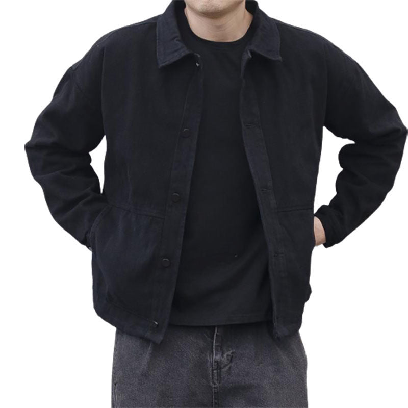 Cecil | Mens Black Denim Workwear Relaxed Fit Snap Button Trucker Jacket
