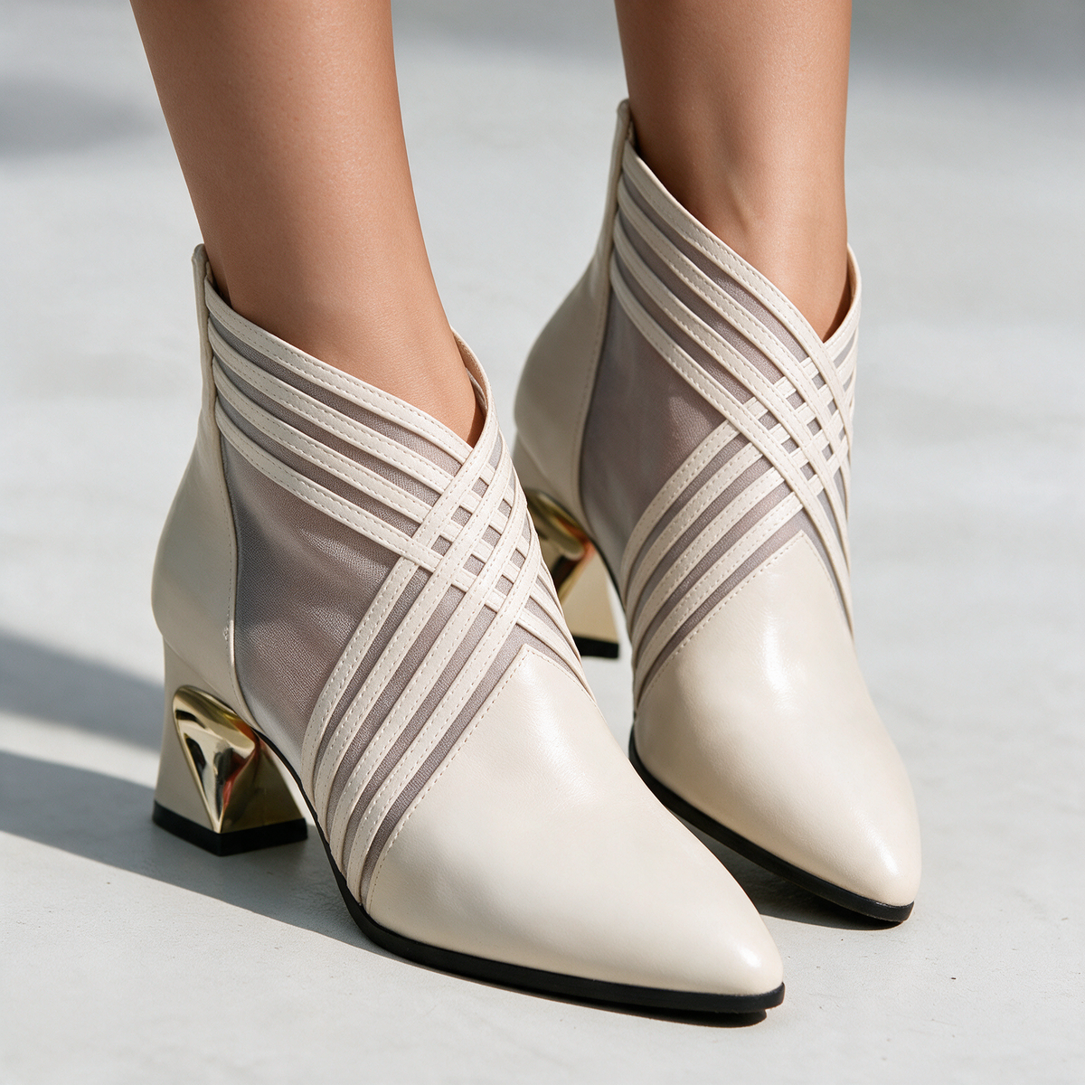 Celeste pointed toe block heel ankle boots for women