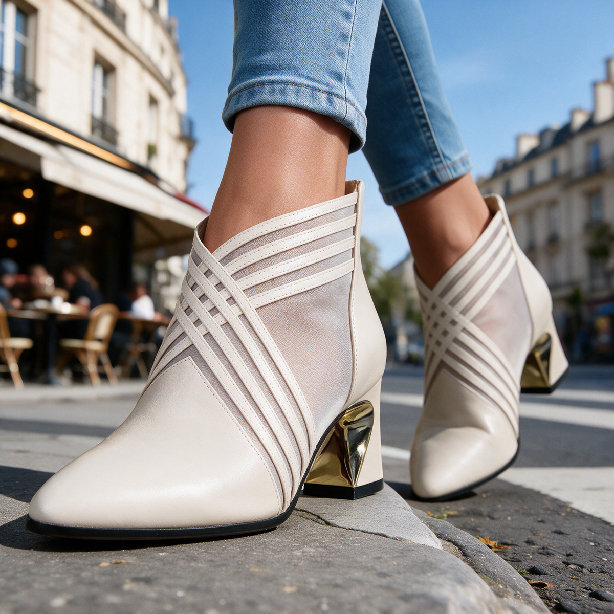 Celeste pointed toe block heel ankle boots for women