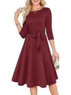 Celeste | Cocktail A Line Midi Wedding Guest Formal Dresses - Burgundy