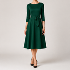 Celeste | Cocktail A Line Midi Wedding Guest Formal Dresses, Green