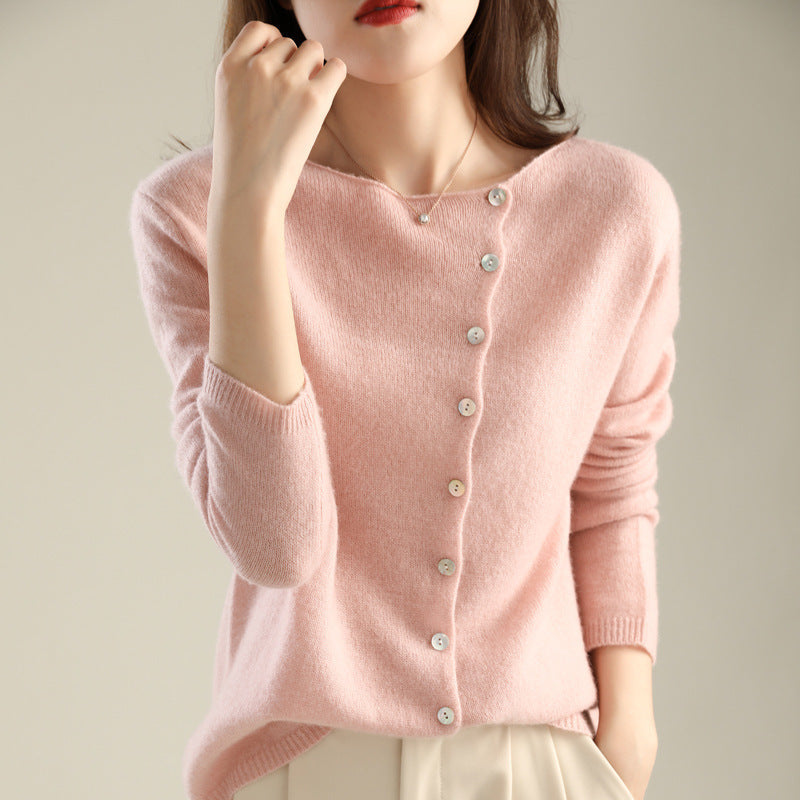 Celestine | Womens Single Breasted Cashmere Touch Cardigan Crew Neck Fine Knit - 10