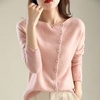 Celestine | Womens Single Breasted Cashmere Touch Cardigan Crew Neck Fine Knit - 10