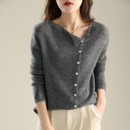 Celestine | Womens Single Breasted Cashmere Touch Cardigan Crew Neck Fine Knit - 2