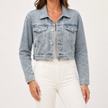 Chelsea | Womens Washed Cropped Denim Jacket, Blue