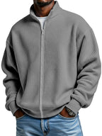Chester | Mens Waffle Knit Zip Up Stand Collar Casual Jacket