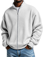 Chester | Mens Waffle Knit Zip Up Stand Collar Casual Jacket