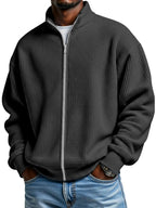 Chester | Mens Waffle Knit Zip Up Stand Collar Casual Jacket