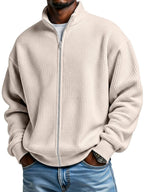 Chester | Mens Waffle Knit Zip Up Stand Collar Casual Jacket