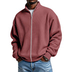Chester | Mens Waffle Knit Zip Up Stand Collar Casual Jacket