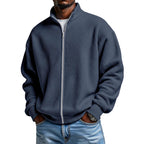 Chester | Mens Waffle Knit Zip Up Stand Collar Casual Jacket
