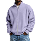 Chester | Mens Waffle Knit Zip Up Stand Collar Casual Jacket