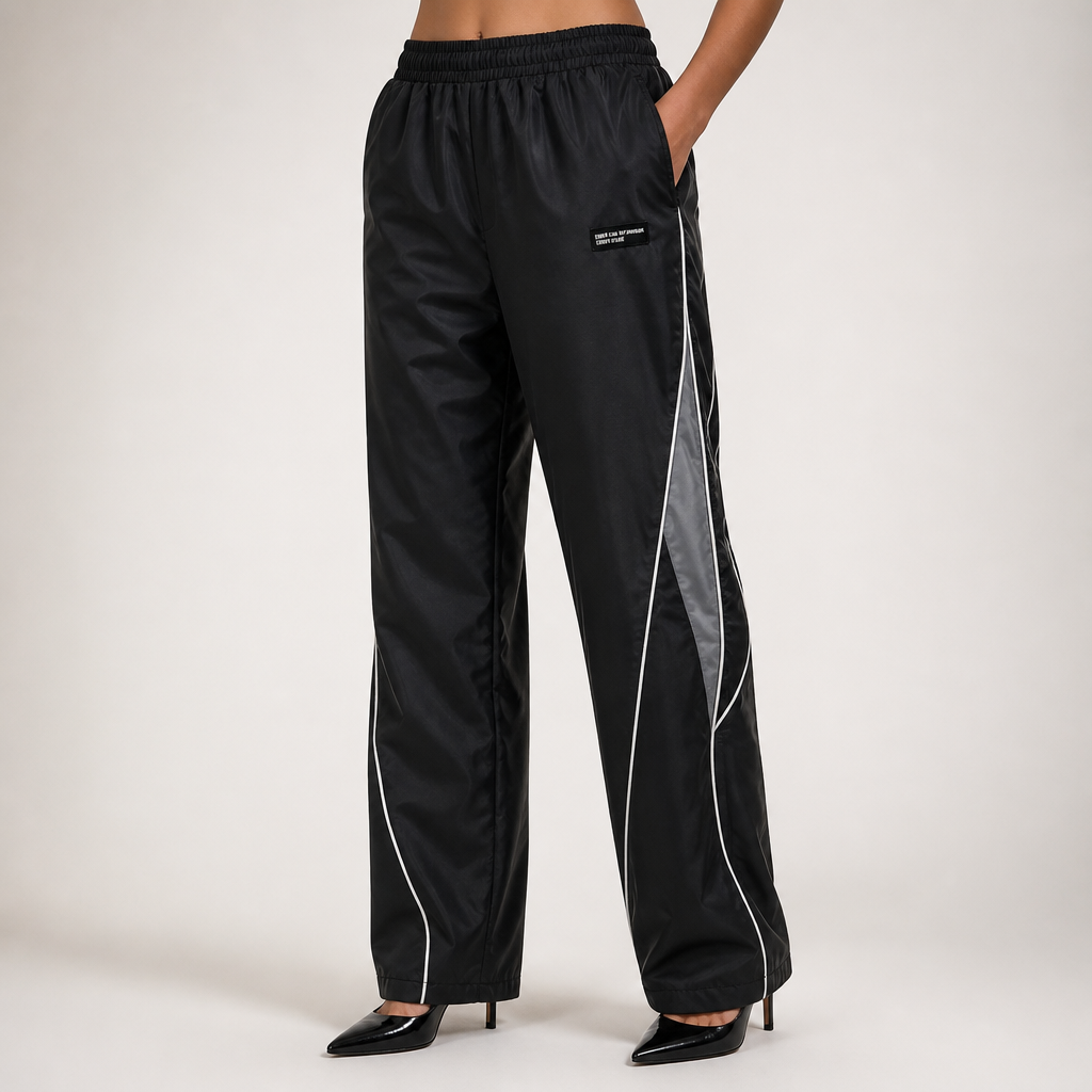 Chloe | Womens Wide Leg Straight Casual Elastic Waist Pants, Black