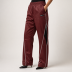 Chloe | Womens Wide Leg Straight Casual Elastic Waist Pants, Red