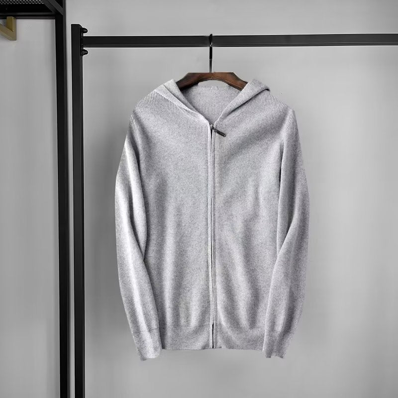 Chris | Mens Cardigan Sweater Knitted Hooded Zip Up Knit Jacket