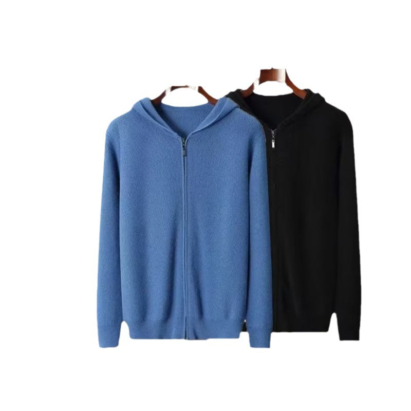 Chris | Mens Cardigan Sweater Knitted Hooded Zip Up Knit Jacket