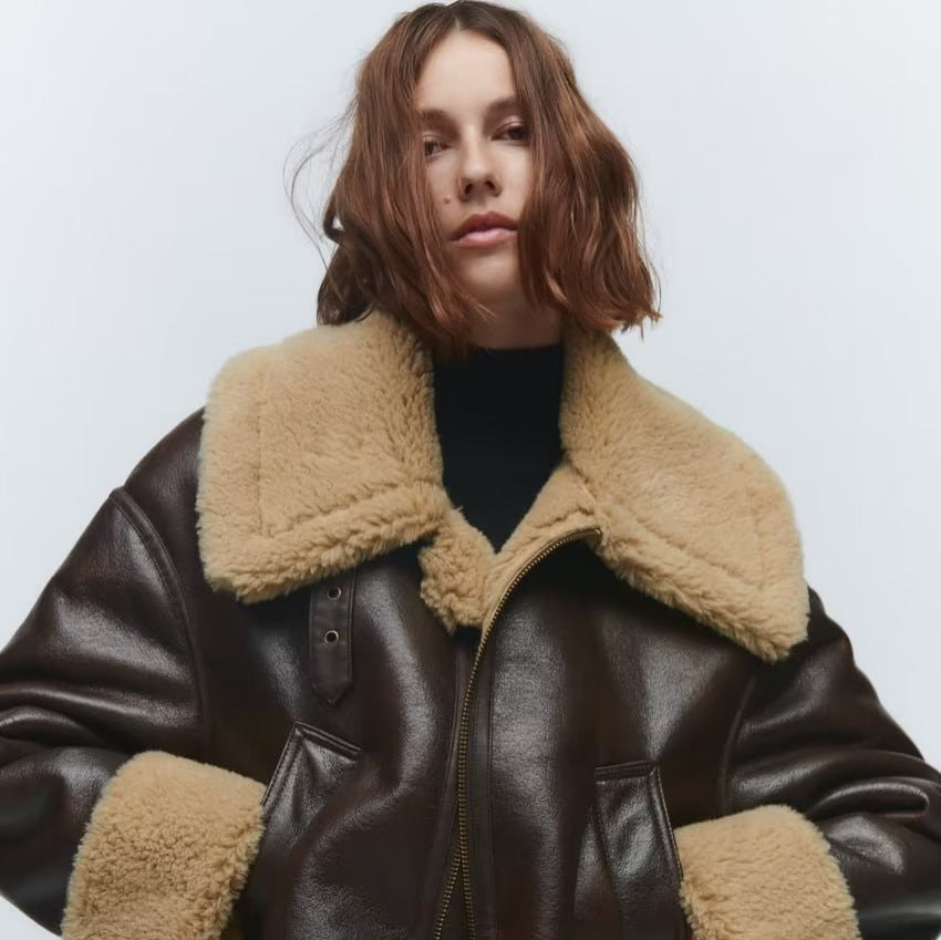 Chrissy | Womens Faux Fur Jacket Zip Up Warm Winter Coat