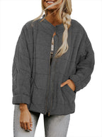 Cilla | Womens Stand Collar Padded Jacket - Dark Grey
