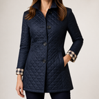 Clara | Womens Quilted Slim Fit Winter Down Light Jacket, Navy Blue
