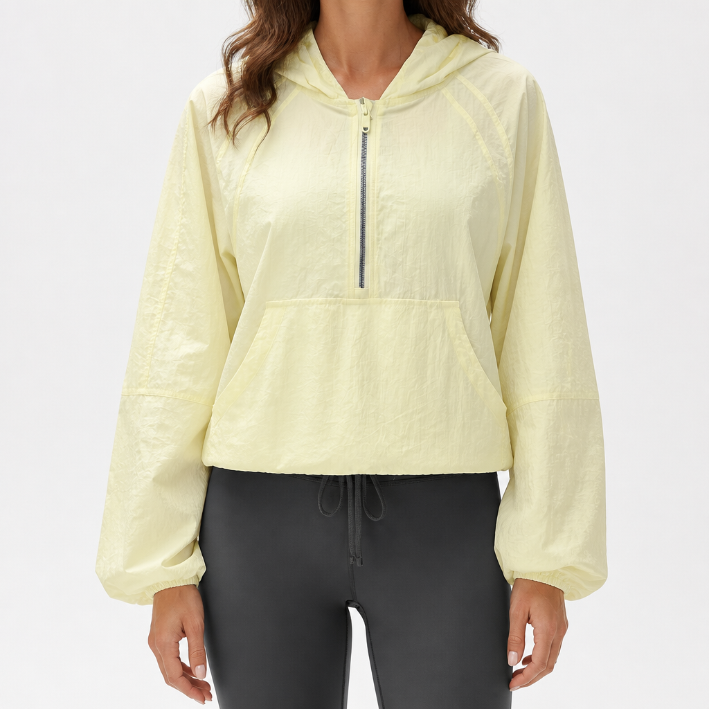 Clarice | Womens Water Resistant Hooded Lightweight Windbreaker Jacket, Yellow