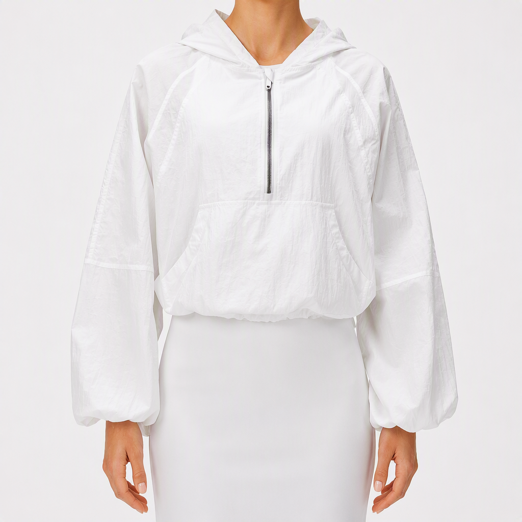 Clarice | Womens Water Resistant Hooded Lightweight Windbreaker Jacket, White