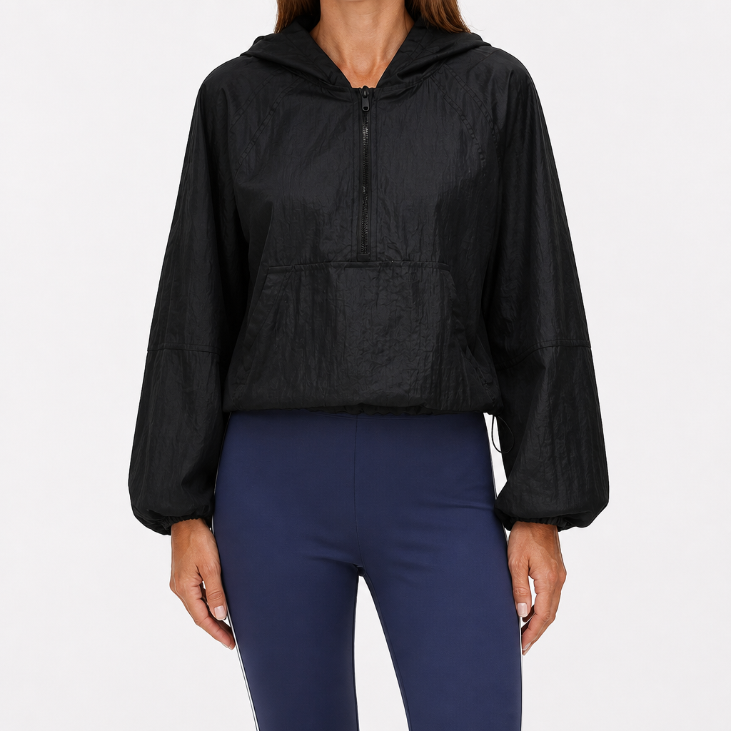 Clarice | Womens Water Resistant Hooded Lightweight Windbreaker Jacket, Black