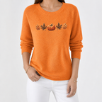 Clementine | Womens Long Sleeve Top Round Neck Ribbed Fitted Top, Multi