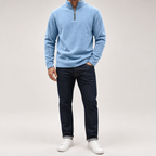 Clinton | Mens Fleece Half Zip Warm Casual Sweatshirt, Blue