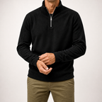 Clinton | Mens Fleece Half Zip Warm Casual Sweatshirt, Black