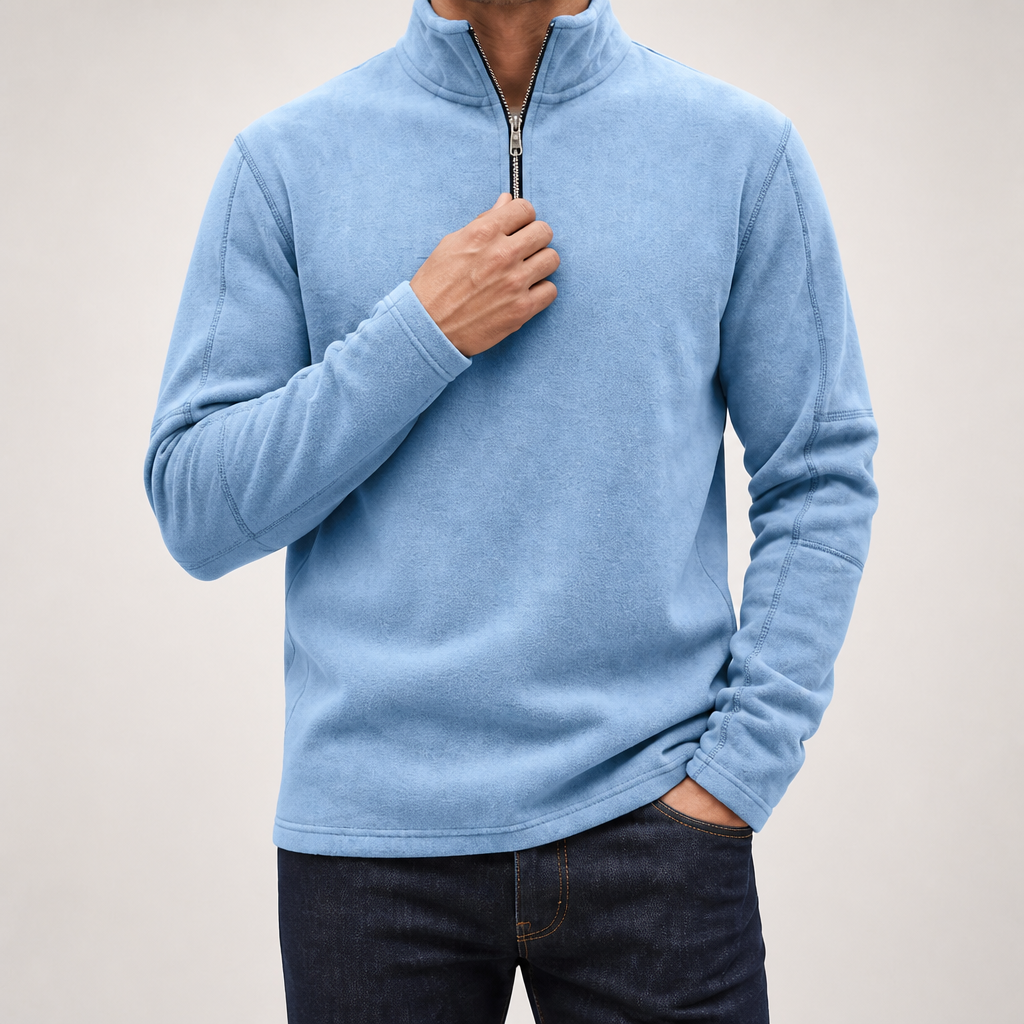 Clinton | Mens Fleece Half Zip Warm Casual Sweatshirt, Blue