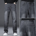 Cole | Straight Leg Stretch Mens Grey Blue Jeans - 4