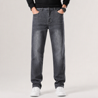 Cole | Straight Leg Stretch Mens Grey Blue Jeans, Cement Grey