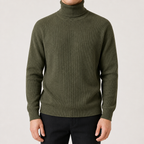 Colin | Mens Turtleneck Sweater Roll Neck Knit Base Layer Pullover, Green