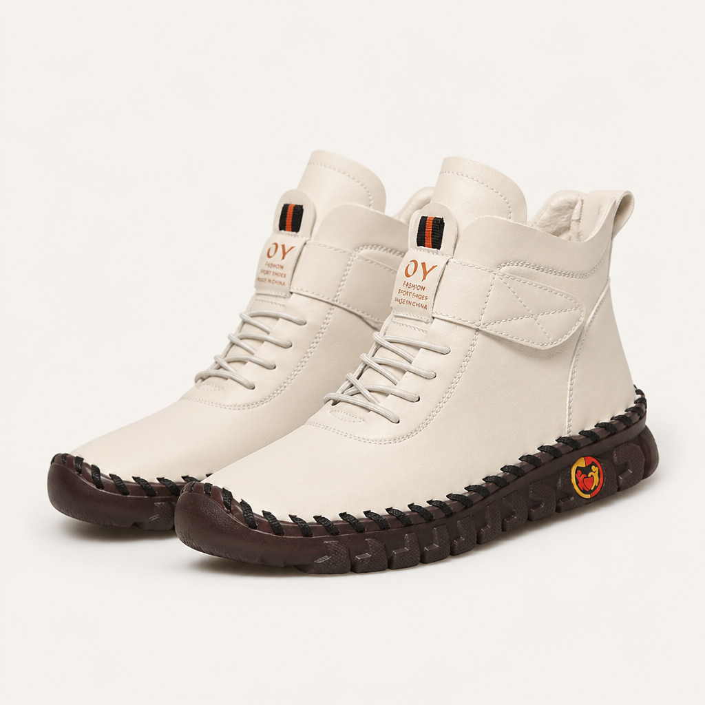 Colleen | Womens Fleece Lined Winter Wide Fit Ankle Boots, White