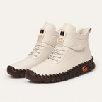 Colleen | Womens Fleece Lined Winter Wide Fit Ankle Boots, White