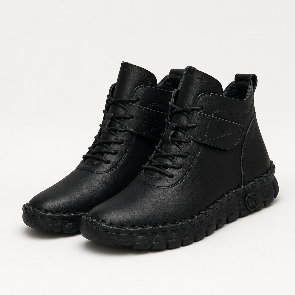 Colleen | Womens Fleece Lined Winter Wide Fit Ankle Boots, Black