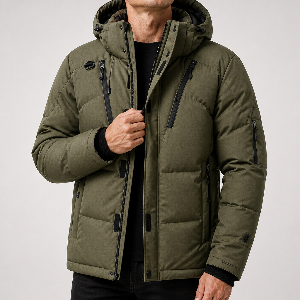 Colt | Mens Puffer Hooded Padded Winter Warm Insulated Jacket, Army Green
