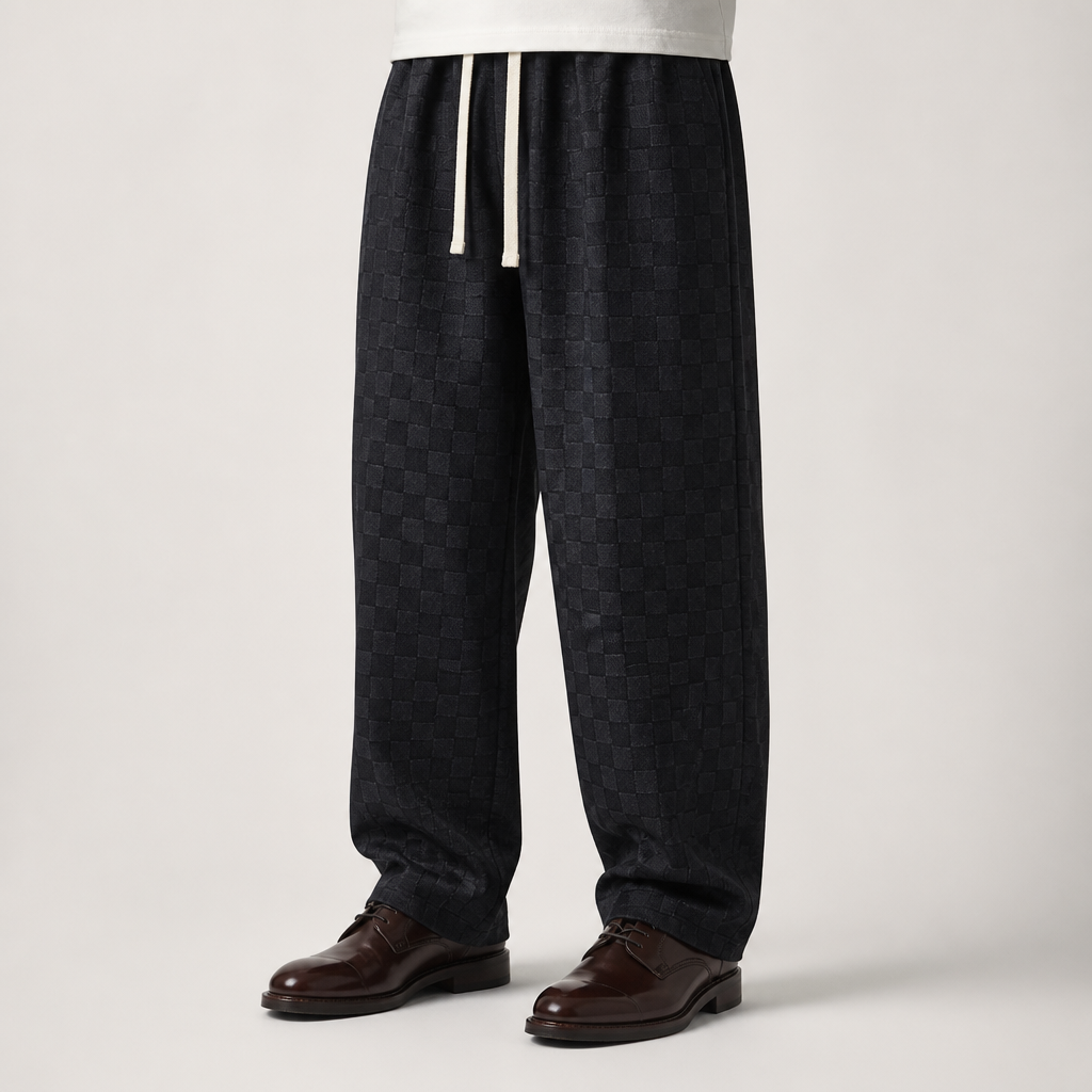 Cooper | Mens Corduroy Wide Leg Straight Loose Casual Pants, Black