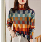 Coralie | Womens Checkerboard Knitted Jumper - Multi