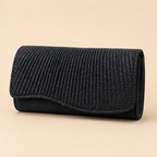 Coralie | Womens Clutch Bag Pleated Evening Party Crossbody Bag, Black